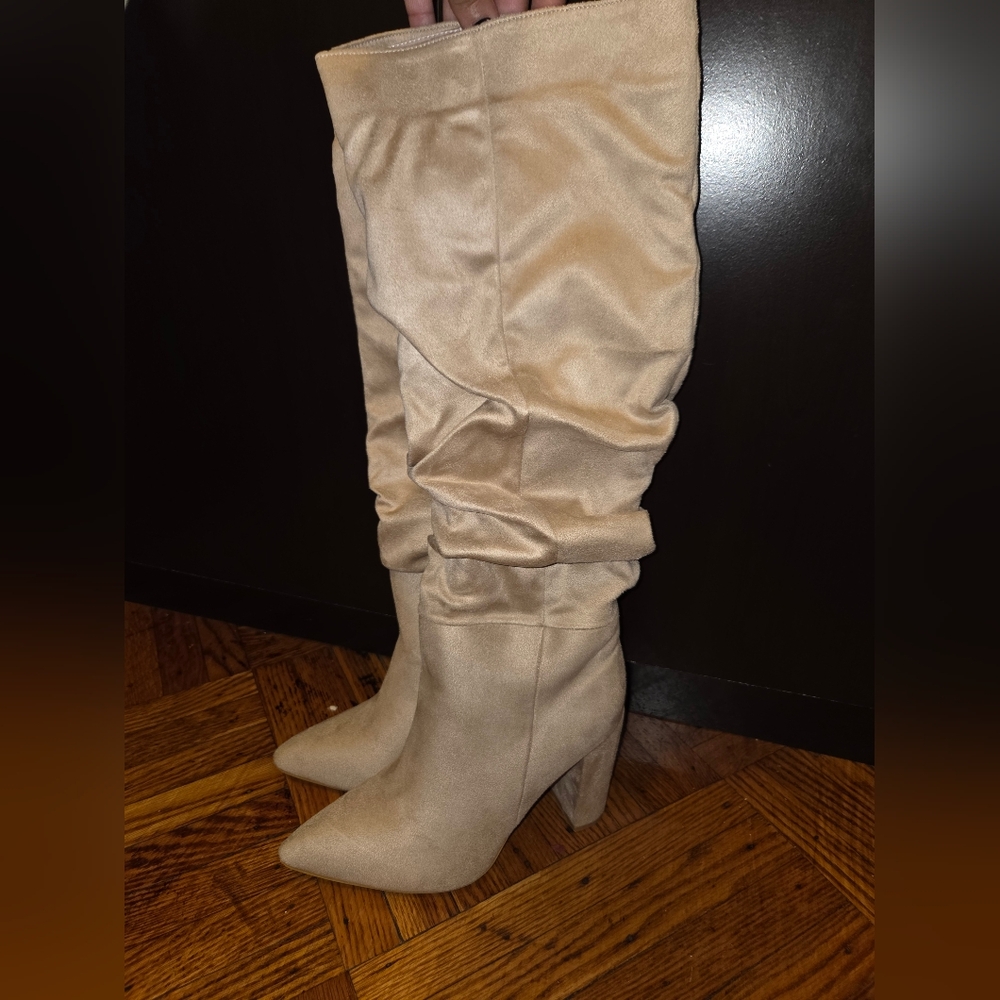 SHEIN Tan Over the Knee Boots